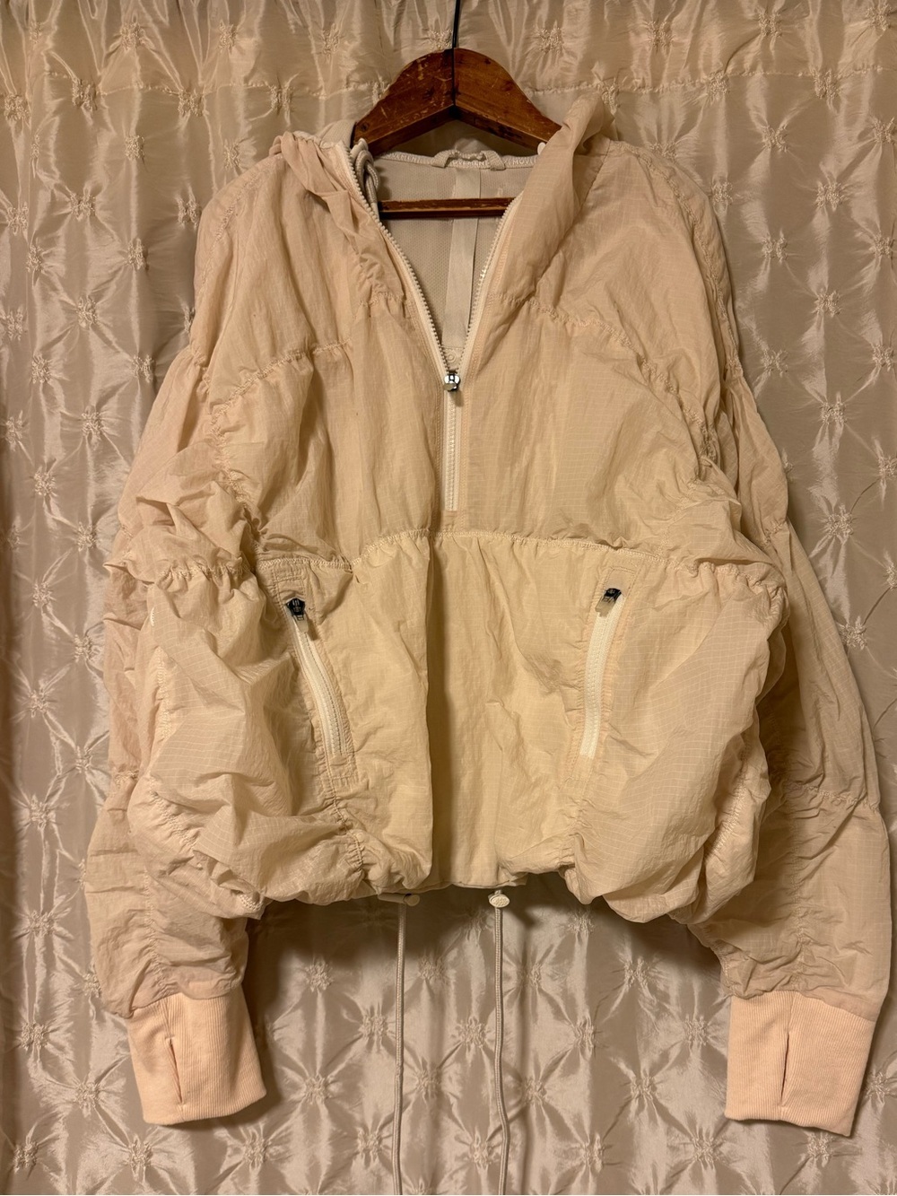 Free People FP Movement Happy Camper Pullover Lightweight Jacket Parka Cream - Picture 3 of 16